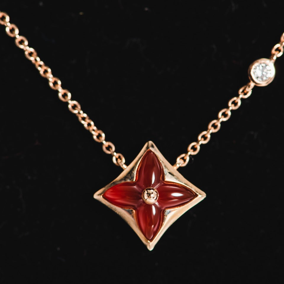 [Luxery]STAR NECKLACE PINK GOLD 1 DIAMOND