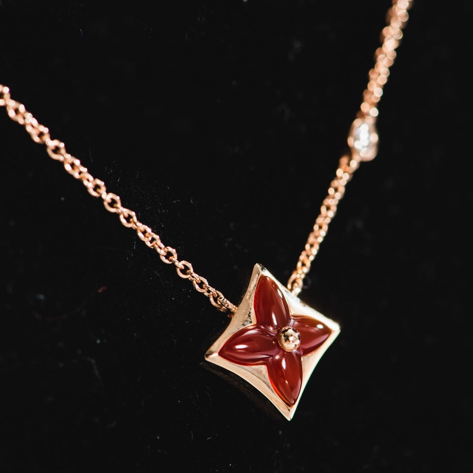 [Luxery]STAR NECKLACE PINK GOLD 1 DIAMOND