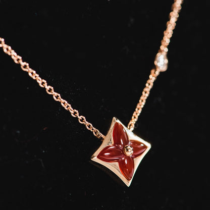 [Luxery]STAR NECKLACE PINK GOLD 1 DIAMOND