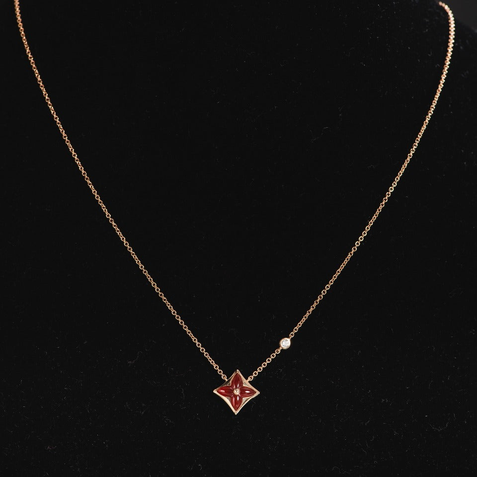 [Luxery]STAR NECKLACE PINK GOLD 1 DIAMOND