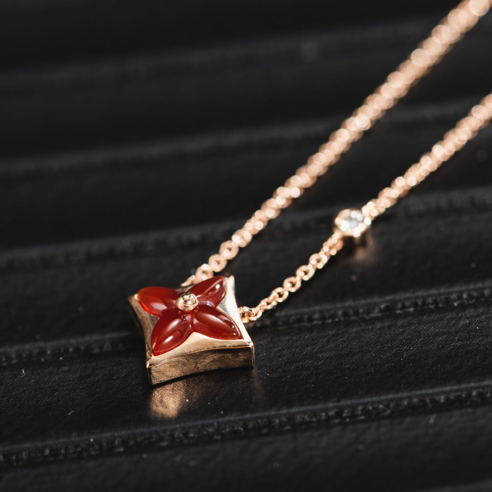 [Luxery]STAR NECKLACE PINK GOLD 1 DIAMOND