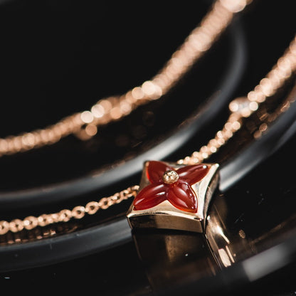 [Luxery]STAR NECKLACE PINK GOLD 1 DIAMOND