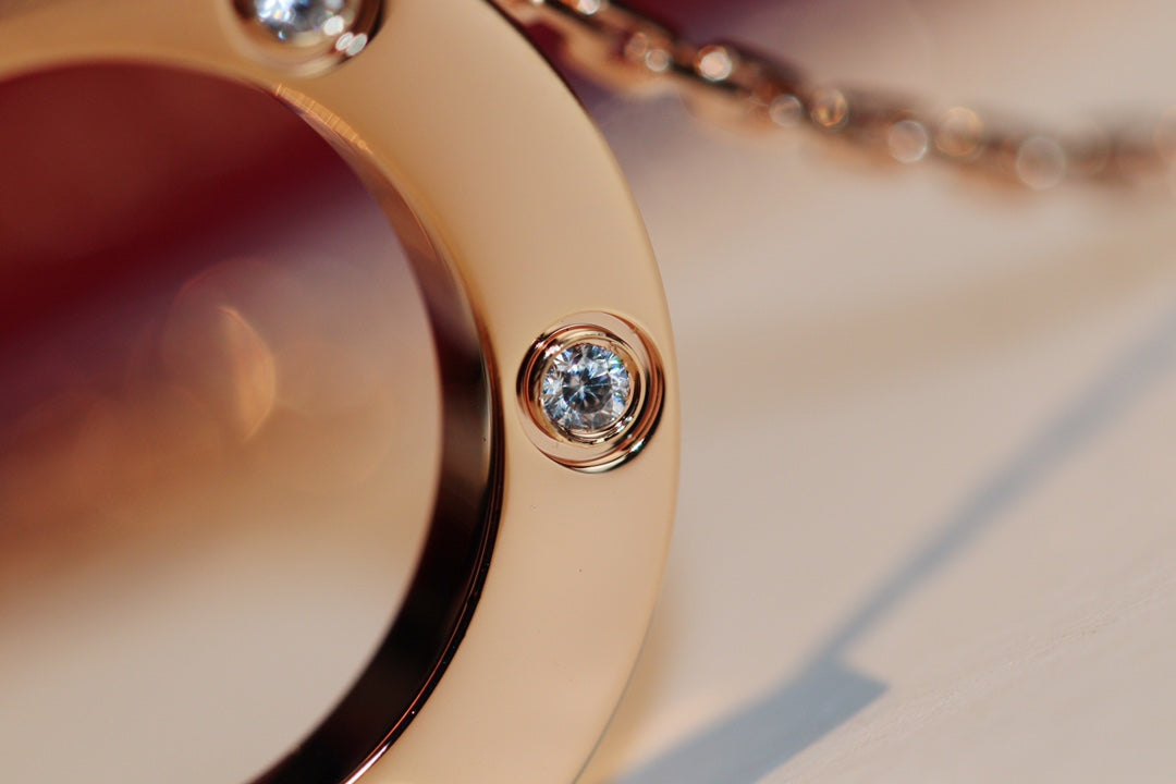 [Luxery]LOVE NECKLACE 16MM 6 DIAMONDS PINK GOLD