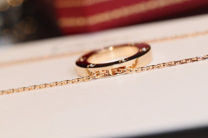 [Luxery]LOVE NECKLACE 16MM 6 DIAMONDS PINK GOLD