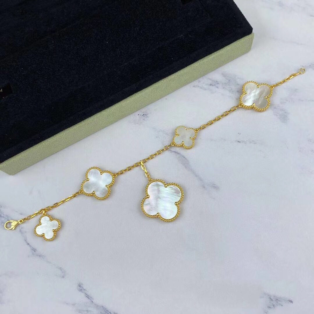 [Luxery]MAGIC CLOVER MOP GOLD BRACELET 5 MOTIFS