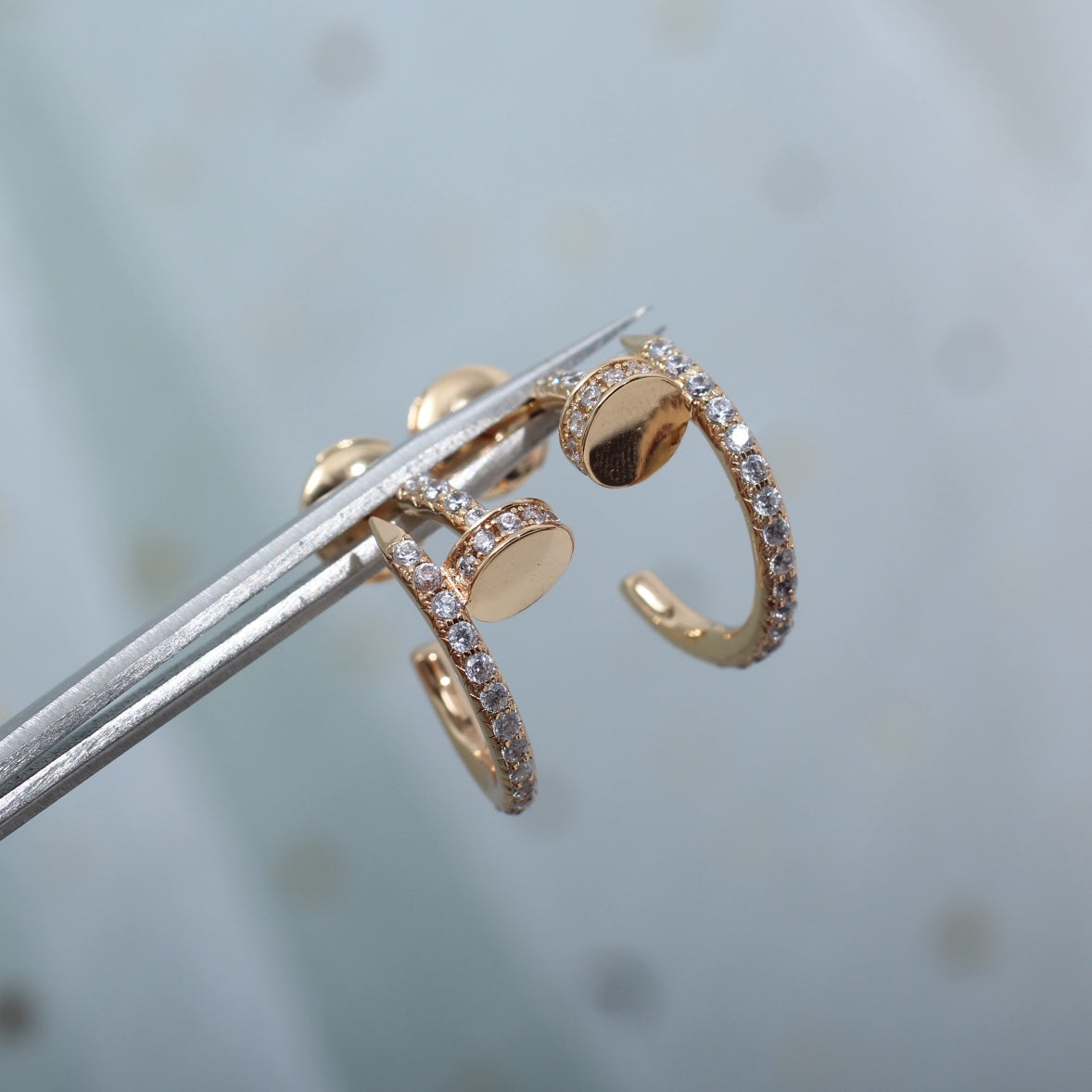[Luxery]JUSTE EARRINGS 12.75MM PINK GOLD DIAMOND