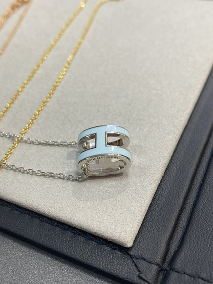 [Luxery]POP H LIGHT BLUE NECKLACE