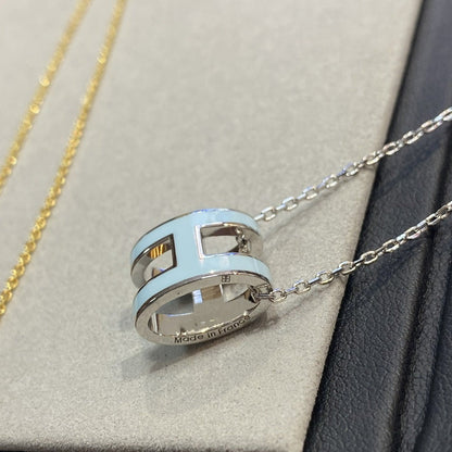 [Luxery]POP H LIGHT BLUE NECKLACE
