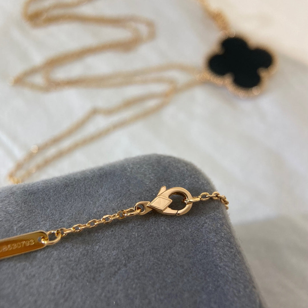 [Luxery]CLOVER 25MM NECKLACE GOLD ONYX