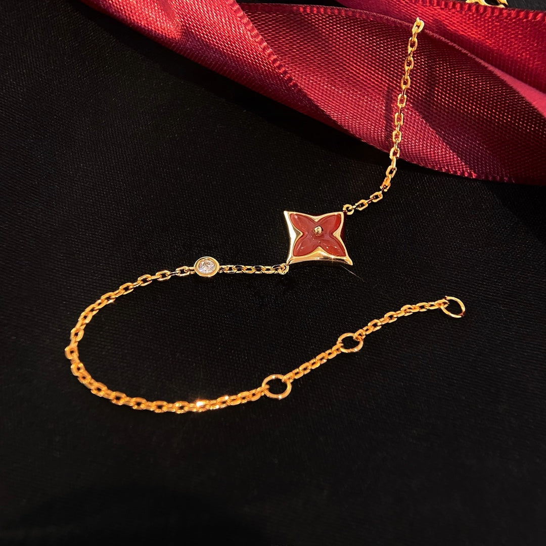[Luxery]COLOR STAR CARNELIAN PINK GOLD DIAMOND BRACELET