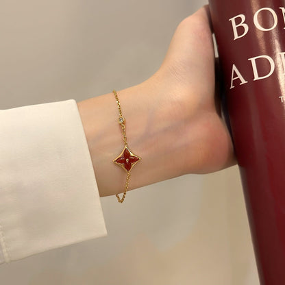 [Luxery]COLOR STAR CARNELIAN PINK GOLD DIAMOND BRACELET