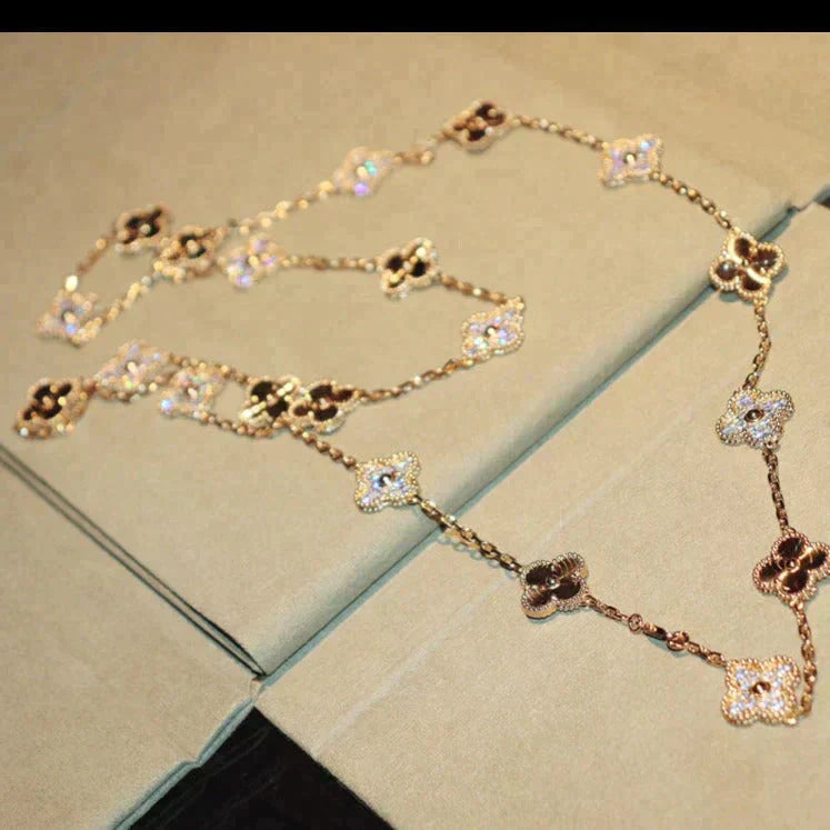 [Luxery]CLOVER 20 MOTIFS LASER DIAMOND NECKLACE