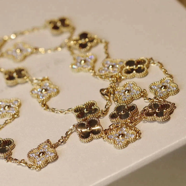 [Luxery]CLOVER 20 MOTIFS LASER DIAMOND NECKLACE
