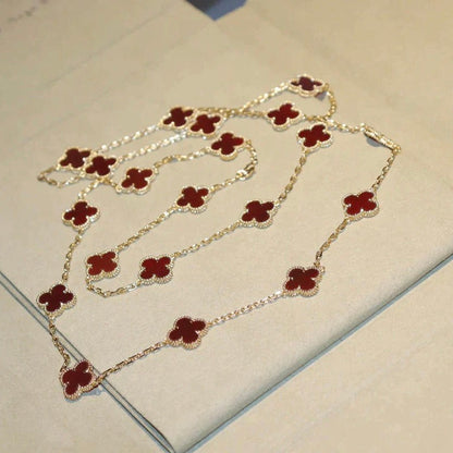 [Luxery]CLOVER 20 MOTIFS CARNELIAN NECKLACE