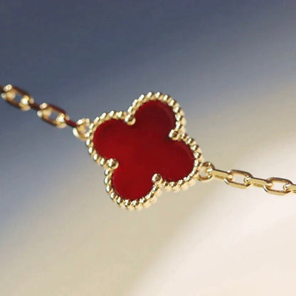 [Luxery]CLOVER 20 MOTIFS CARNELIAN NECKLACE