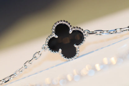 [Luxery]CLOVER 20 MOTIFS ONYX DIAMOND SILVER