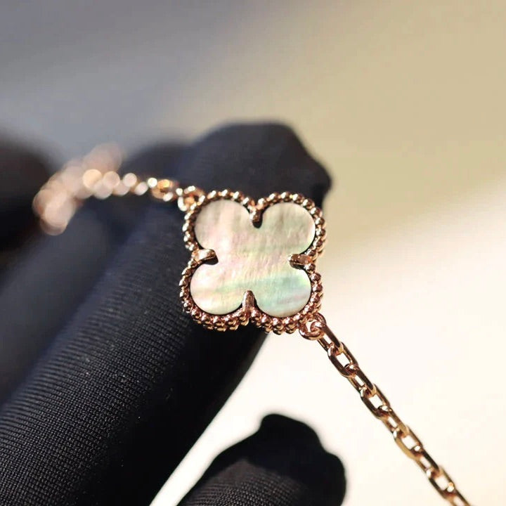 [Luxery]CLOVER 20 MOTIFS DARK MOP DIAMOND  NECKLACE