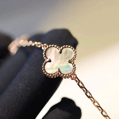 [Luxery]CLOVER 20 MOTIFS DARK MOP DIAMOND  NECKLACE