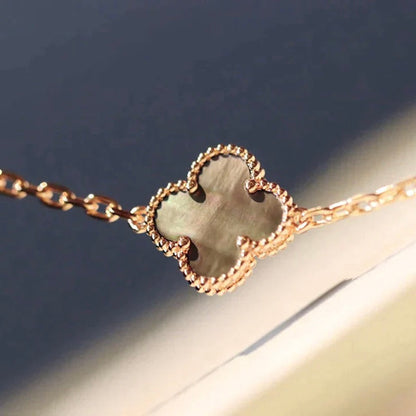 [Luxery]CLOVER 20 MOTIFS DARK MOP DIAMOND  NECKLACE