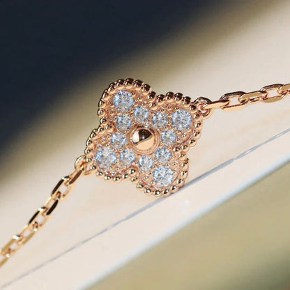 [Luxery]CLOVER 20 MOTIFS DARK MOP DIAMOND  NECKLACE