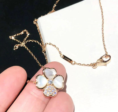 [Luxery]CLOVER MOP DIAMOND ROSE GOLD NECKLACE