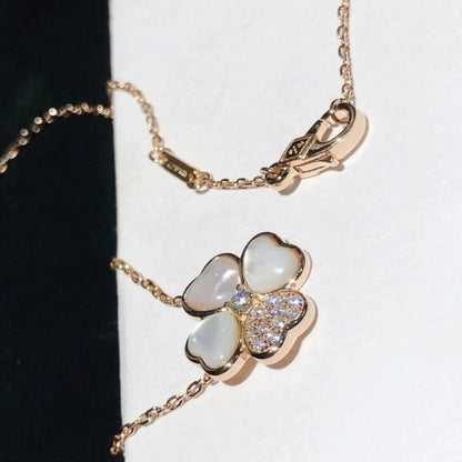 [Luxery]CLOVER MOP DIAMOND ROSE GOLD NECKLACE