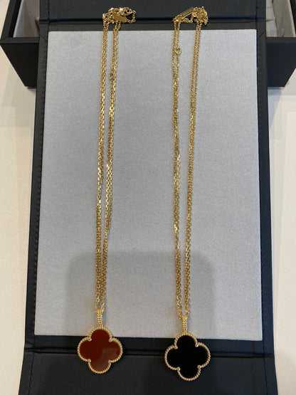 [Luxery]CLOVER 25MM NECKLACE GOLD CARNELIAN