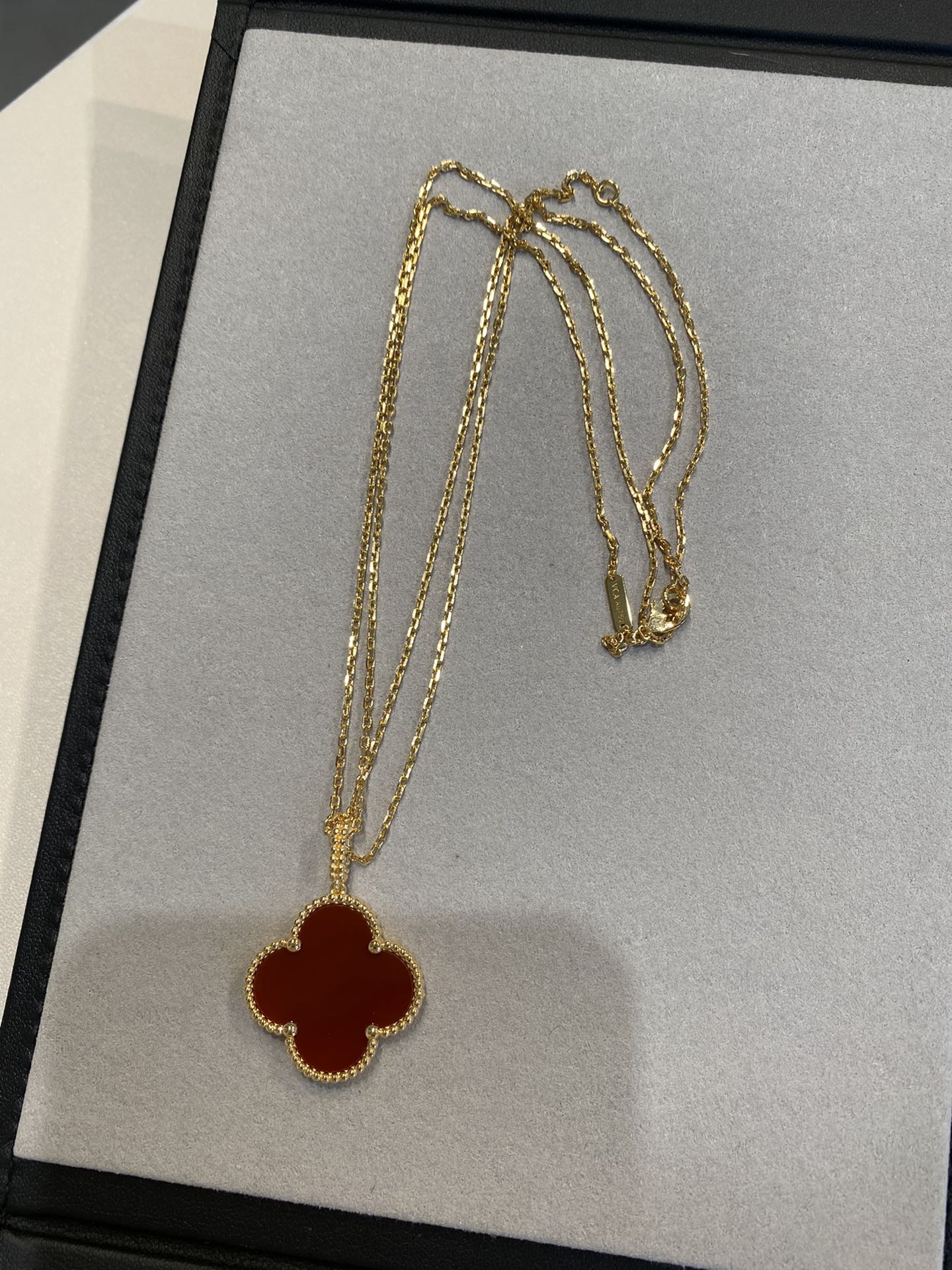 [Luxery]CLOVER 25MM NECKLACE GOLD CARNELIAN