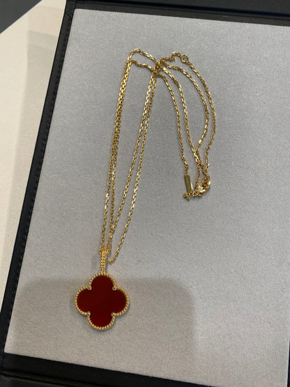 [Luxery]CLOVER 25MM NECKLACE GOLD CARNELIAN