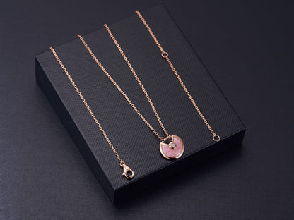 [Luxery]AMULETTE ROSE GOLD PINK MOP NECKLACE