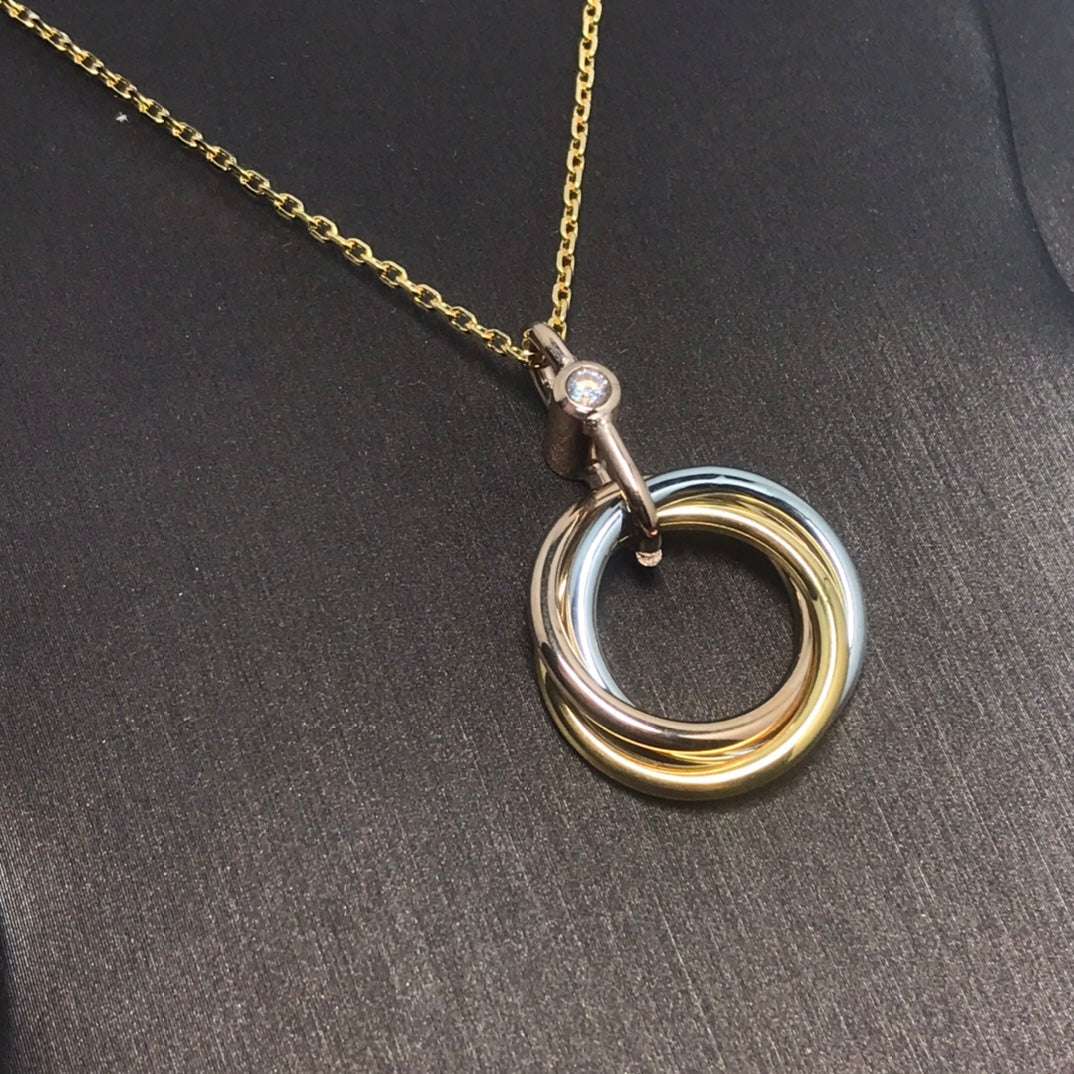 [Luxery]TRINITY SILVER GOLD PINK GOLD NECKLACE