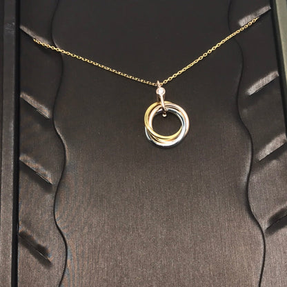 [Luxery]TRINITY SILVER GOLD PINK GOLD NECKLACE