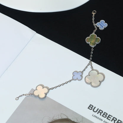 [Luxery]CLOVER BRACELET 5 MOTIFS MOP CHALCEDONY SILVER
