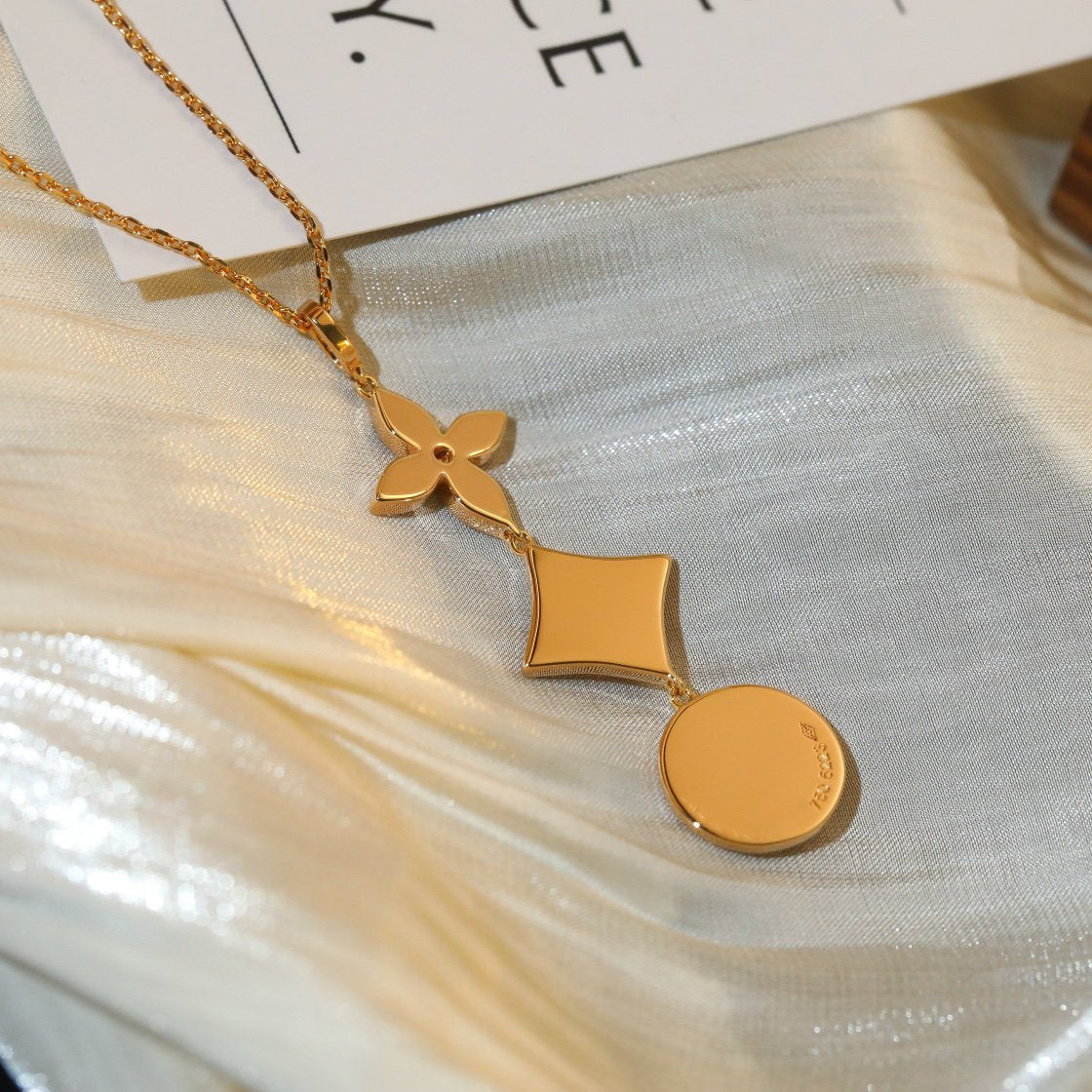 [Luxery]STAR AND SUN DIAMOND PINK GOLD NECKLACE