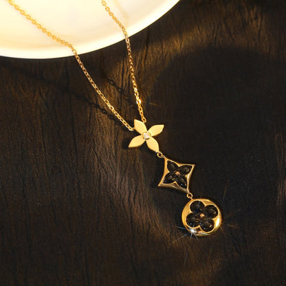 [Luxery]STAR AND SUN ONYX PINK GOLD NECKLACE