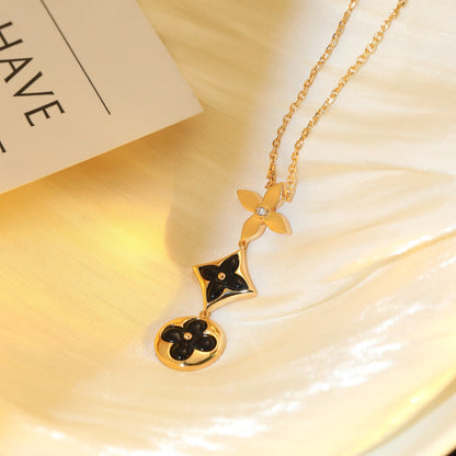 [Luxery]STAR AND SUN ONYX PINK GOLD NECKLACE