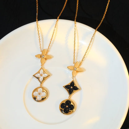 [Luxery]STAR AND SUN ONYX PINK GOLD NECKLACE