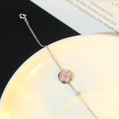 [Luxery]SUN MOTIF PINK MOP SILVER BRACELET