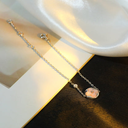 [Luxery]SUN MOTIF PINK MOP SILVER BRACELET