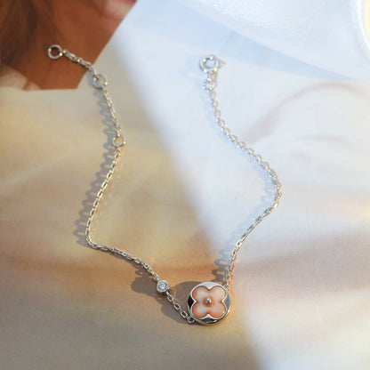[Luxery]SUN MOTIF PINK MOP SILVER BRACELET