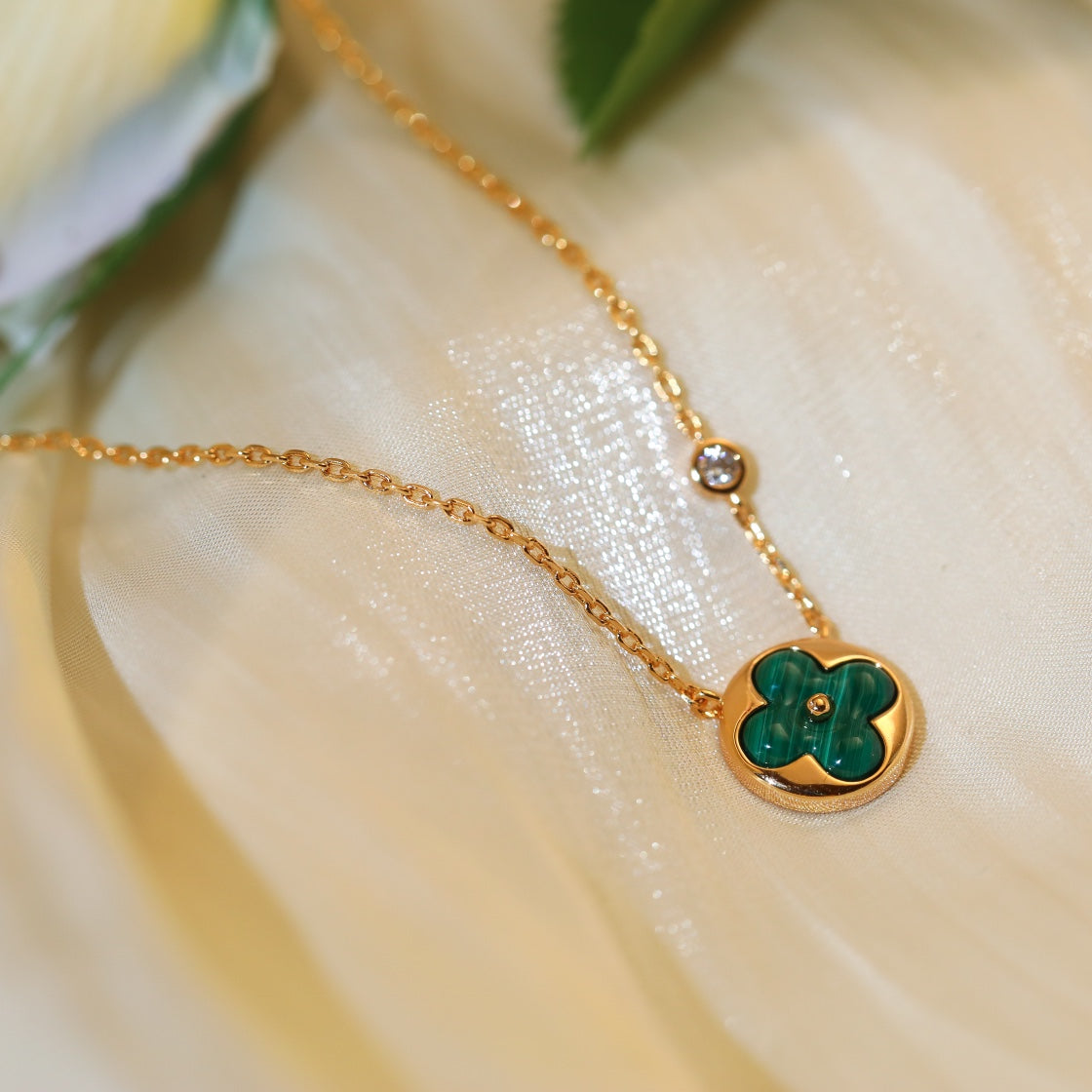 [Luxery]SUN PEDANT PINK GOLD 1 DIAMOND NECKLACE