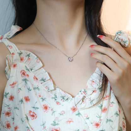 [Luxery]SUN PEDANT PINK GOLD 1 DIAMOND NECKLACE