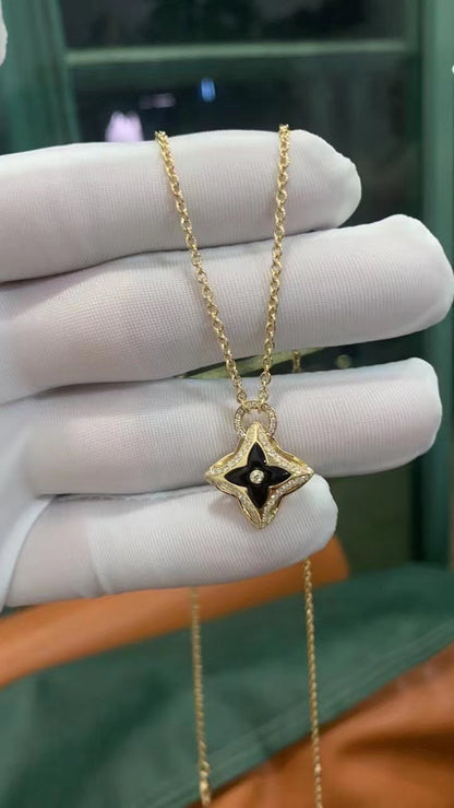 [Luxery]STAR PEDANT PINK GOLD DIAMOND NECKLACE