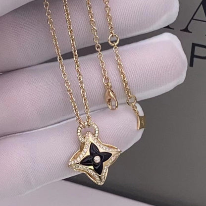 [Luxery]STAR PEDANT PINK GOLD DIAMOND NECKLACE