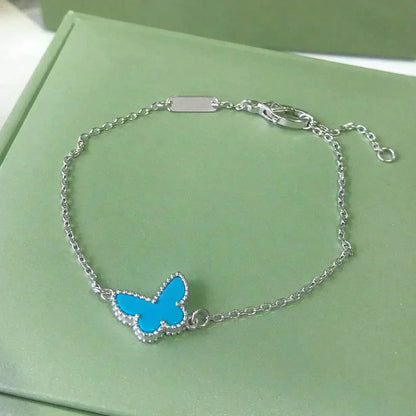 [Luxery]BUTTERFLY TURQUOISE BUTTERFLY BRACELET SILVER