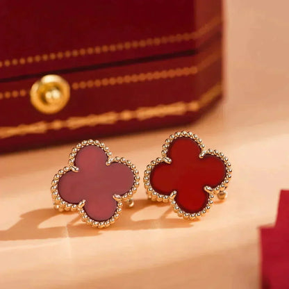 [Luxery]CLOVER MEDIUM 1 MOTIFS CARNELIAN  EARRINGS