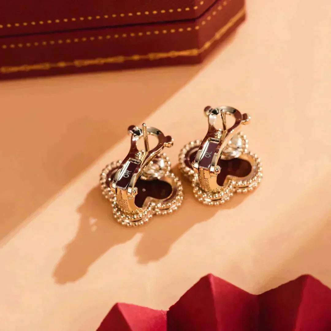 [Luxery]CLOVER MEDIUM 1 MOTIFS CARNELIAN  EARRINGS