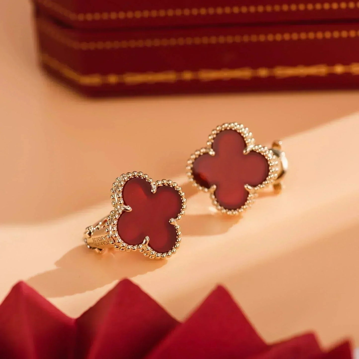 [Luxery]CLOVER MEDIUM 1 MOTIFS CARNELIAN  EARRINGS