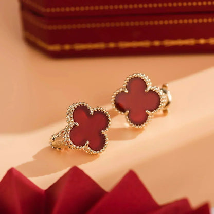 [Luxery]CLOVER MEDIUM 1 MOTIFS CARNELIAN  EARRINGS