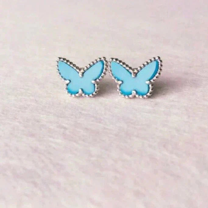 [Luxery]BUTTERFLY TURQUOISE EARRINGS SILVER